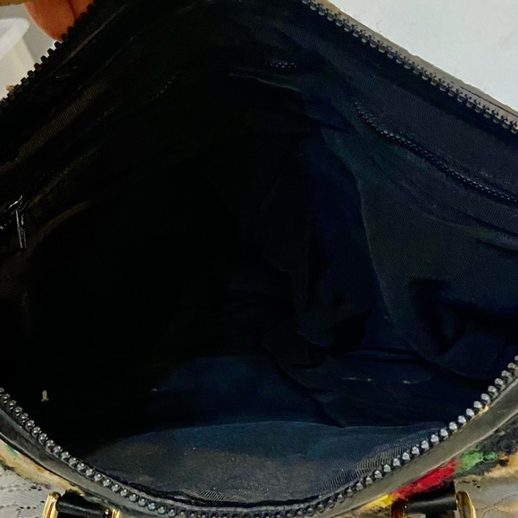 Vintage, Jana, Black, Floral, Hand Made Tapestry Handbag 13in L x 10in H x 4in W - Picture 10 of 12